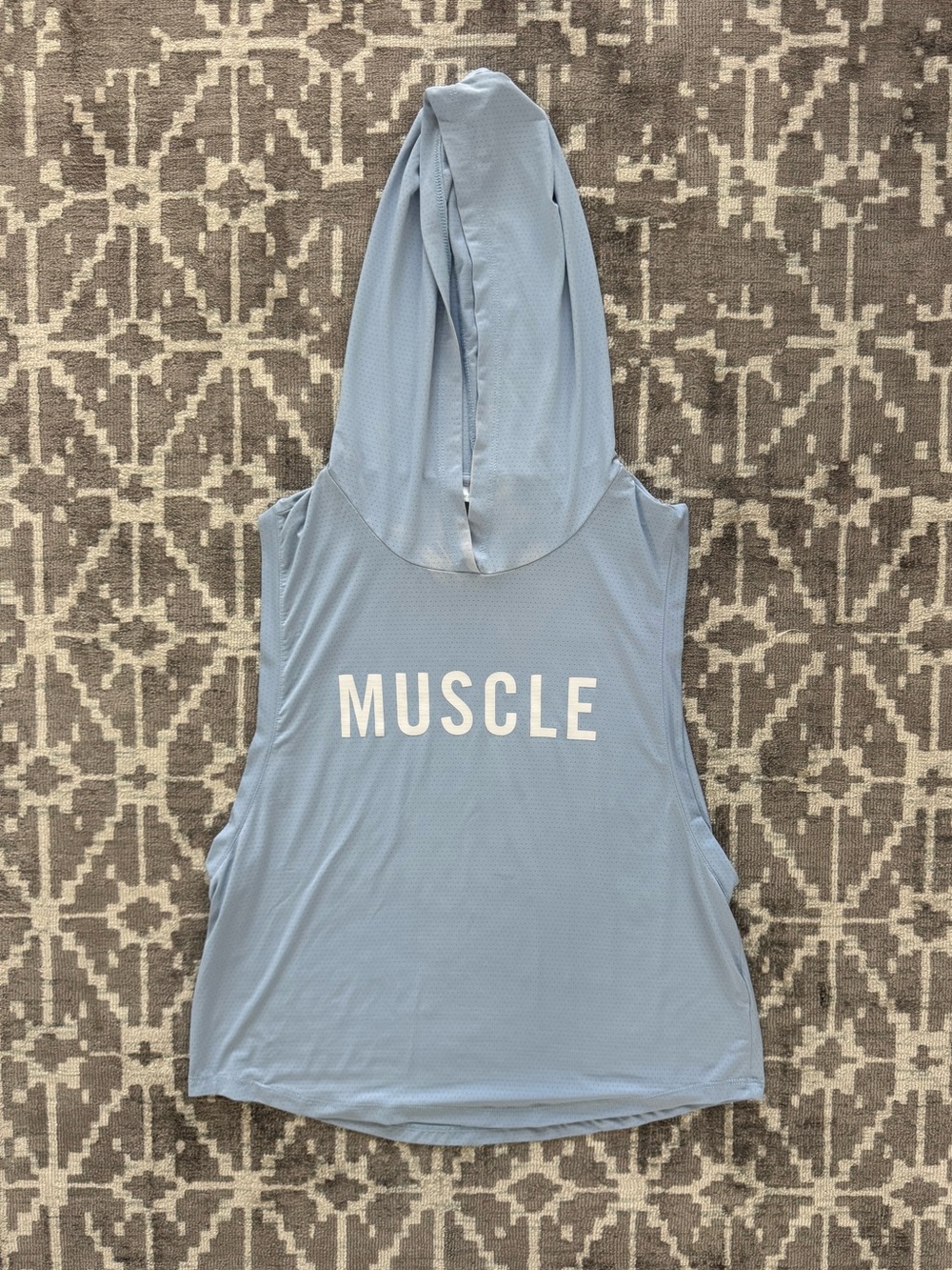 Light Blue Hooded Muscle Tee for Women